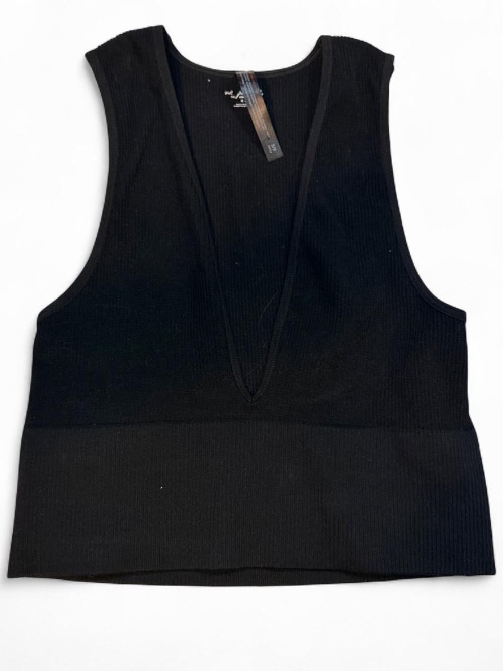 Urban Outfitters Black Ribbed Deep V bra top